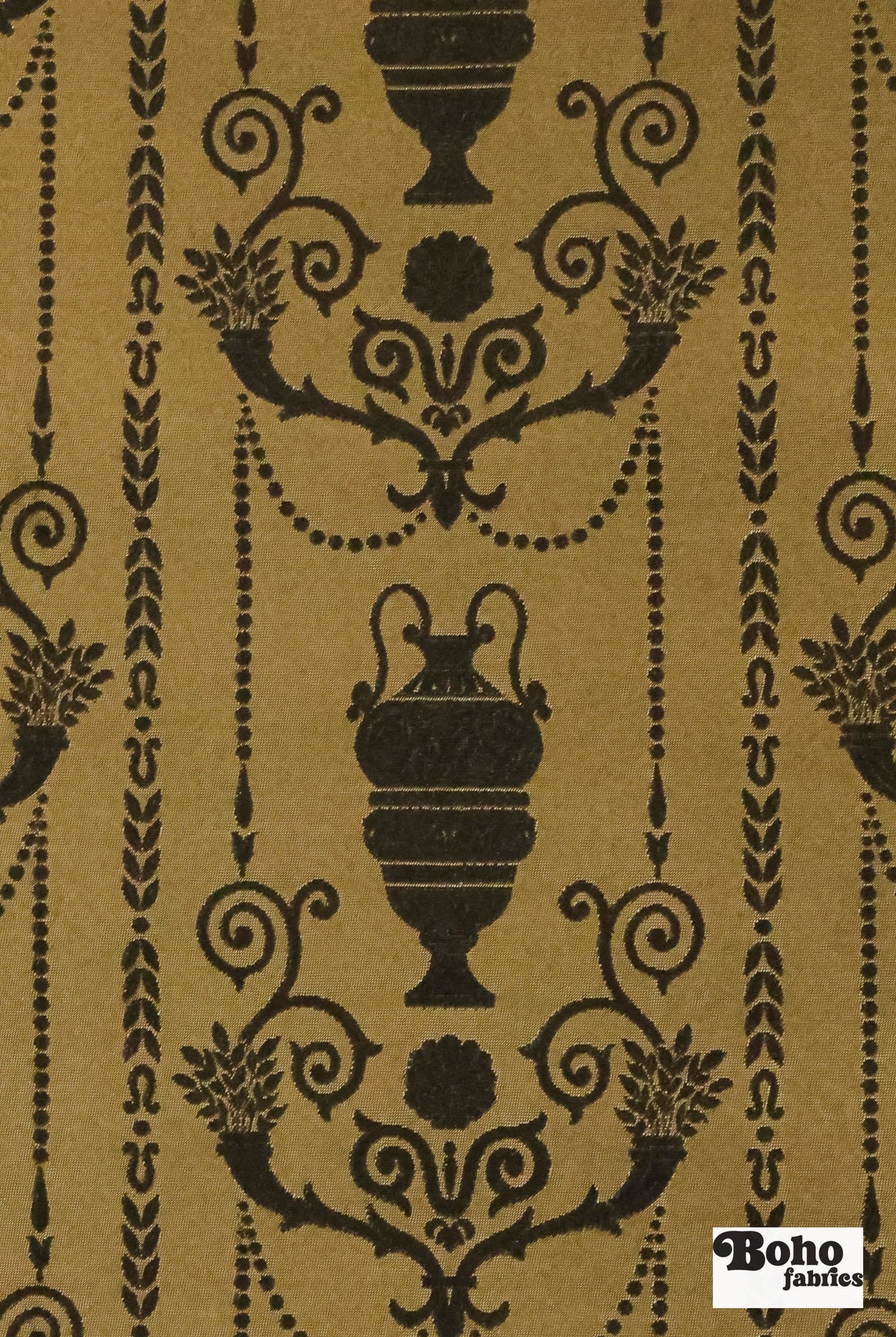 Neoclassical Black & Gold Jacquard Woven Fabric - Boho Fabrics - Jacquard, Woven