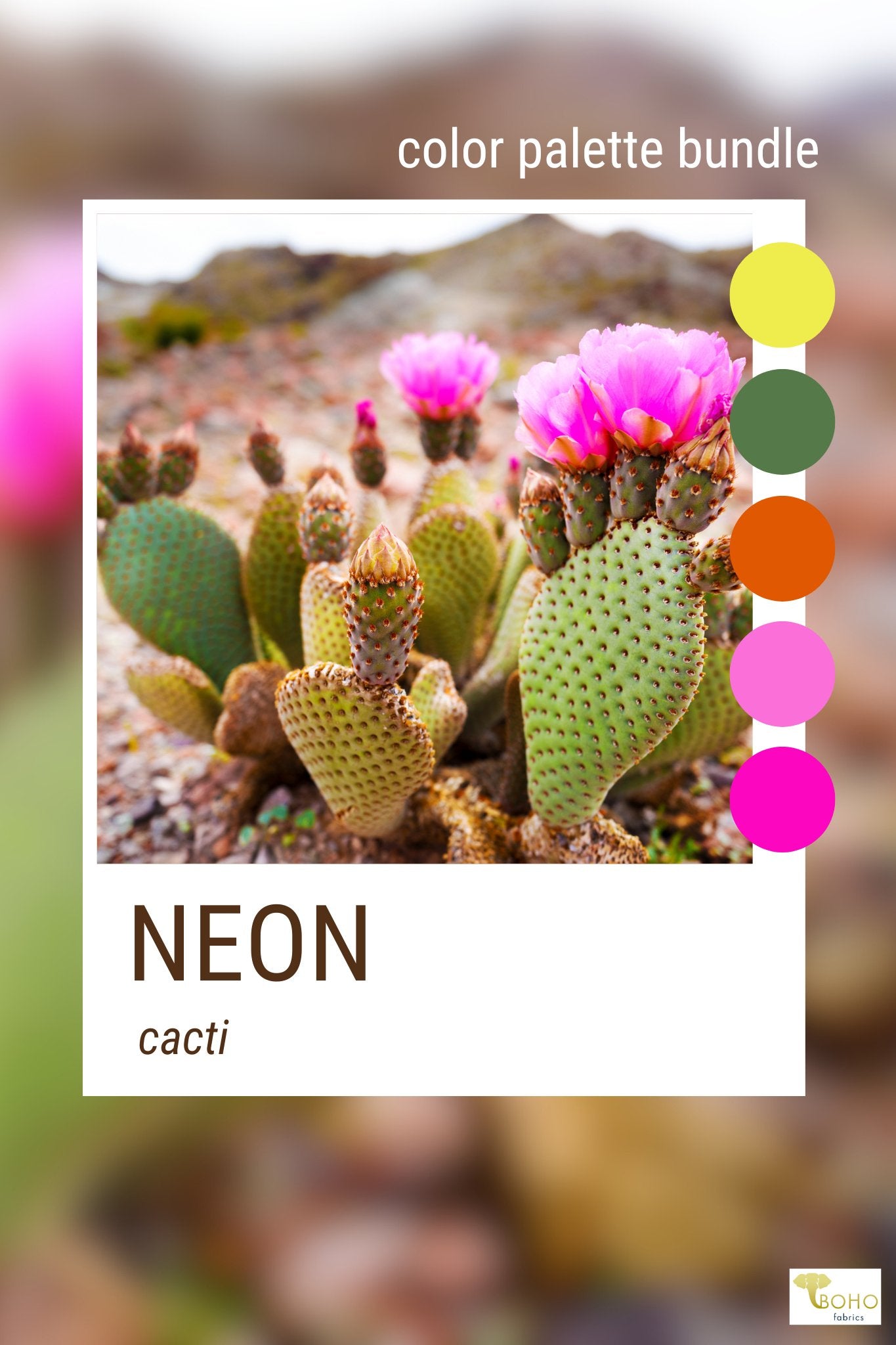 Neon Cacti, Mystery Color Palette Box. - Boho Fabrics - Fabric Bundles