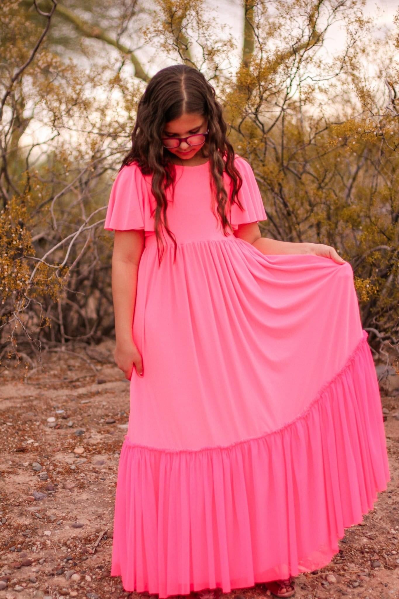 Neon Coral Brushed Poly, Solid - Boho Fabrics