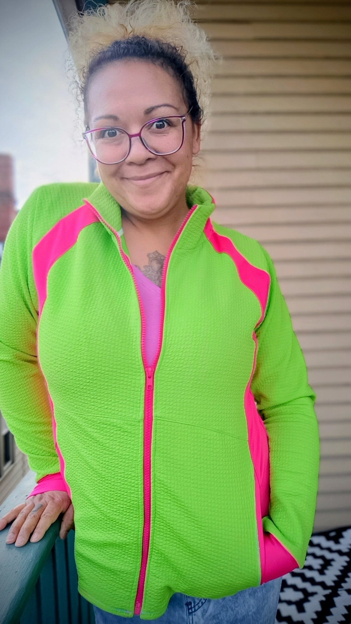 Neon Green, Polartec Power Air. Insulating Performance Knit Fabric - Boho Fabrics - Performance Fabrics