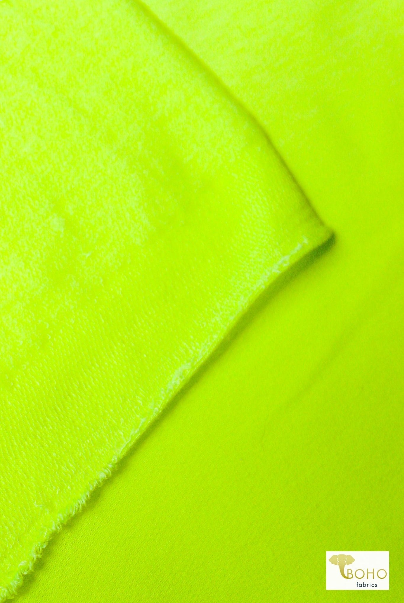 Neon Lime, Brushed French Terry Knit Fabric - Boho Fabrics