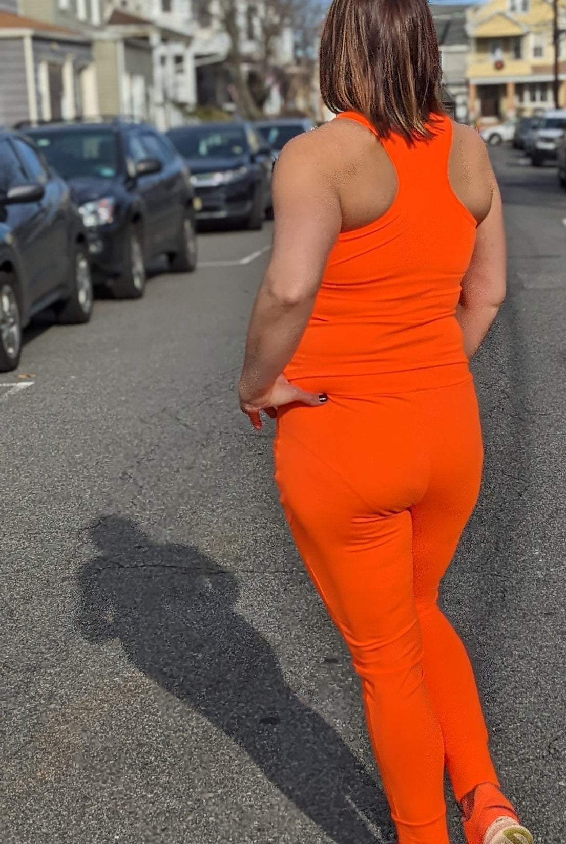 Neon Orange, Brushed Athletic Knit - Boho Fabrics