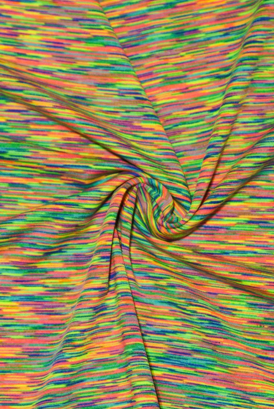 Neon Rainbow, Striated Athletic Knit Fabric - Boho Fabrics - Athletic Knit Fabric