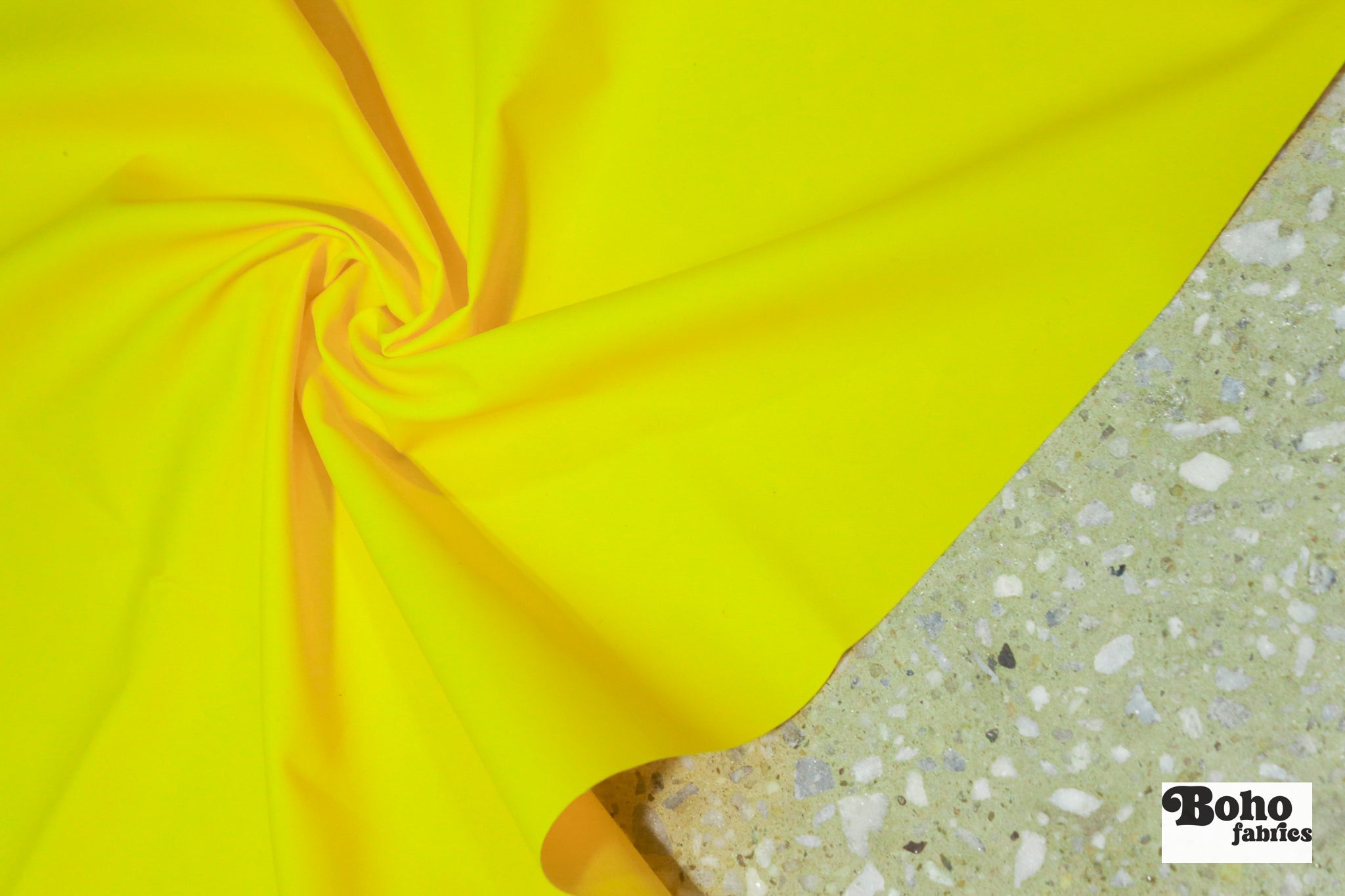 Neon Yellow Lightweight Cordura Nylon Fabric — Water - Resistant Designer Deadstock - Boho Fabrics - Performance Fabric, Woven