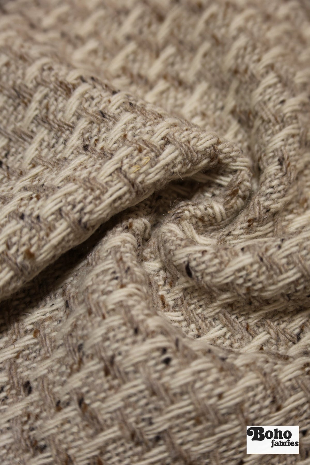 Oatmeal Basketweave Wool Coating Woven Fabric - Boho Fabrics - Wool Coating, Woven