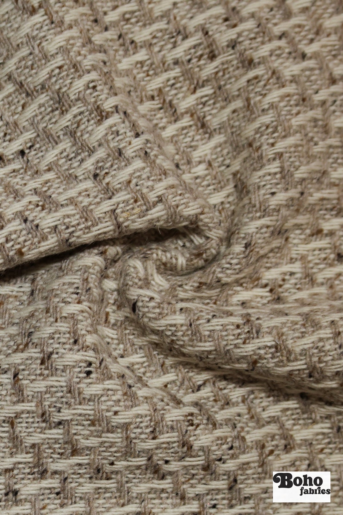 Oatmeal Basketweave Wool Coating Woven Fabric - Boho Fabrics - Wool Coating, Woven