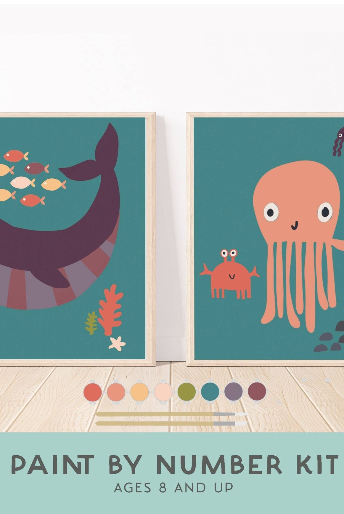 Ocean Animals Paint by Number Kit for Kids - Boho Fabrics -