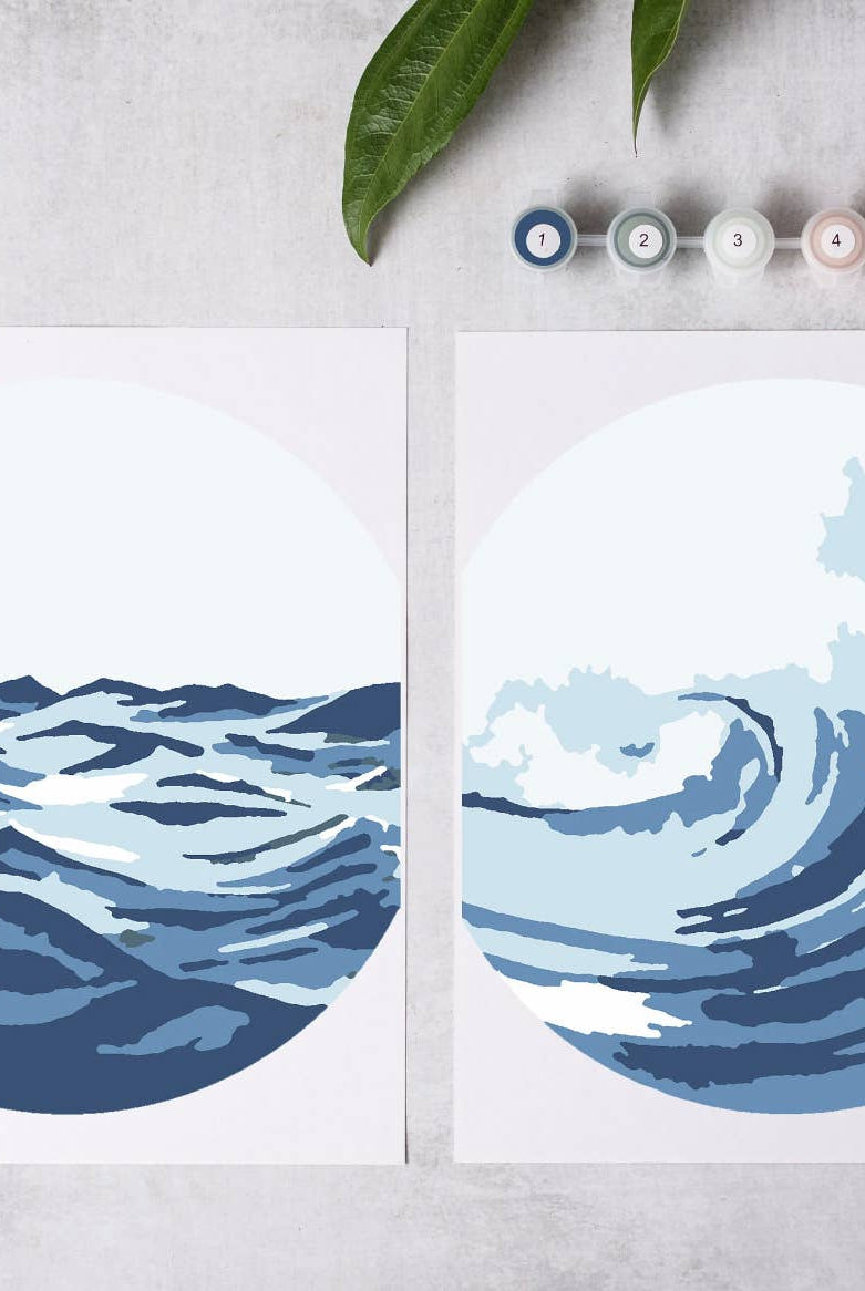 Ocean Waves Paint - By - Numbers kit - Boho Fabrics - Art & Craft Kits