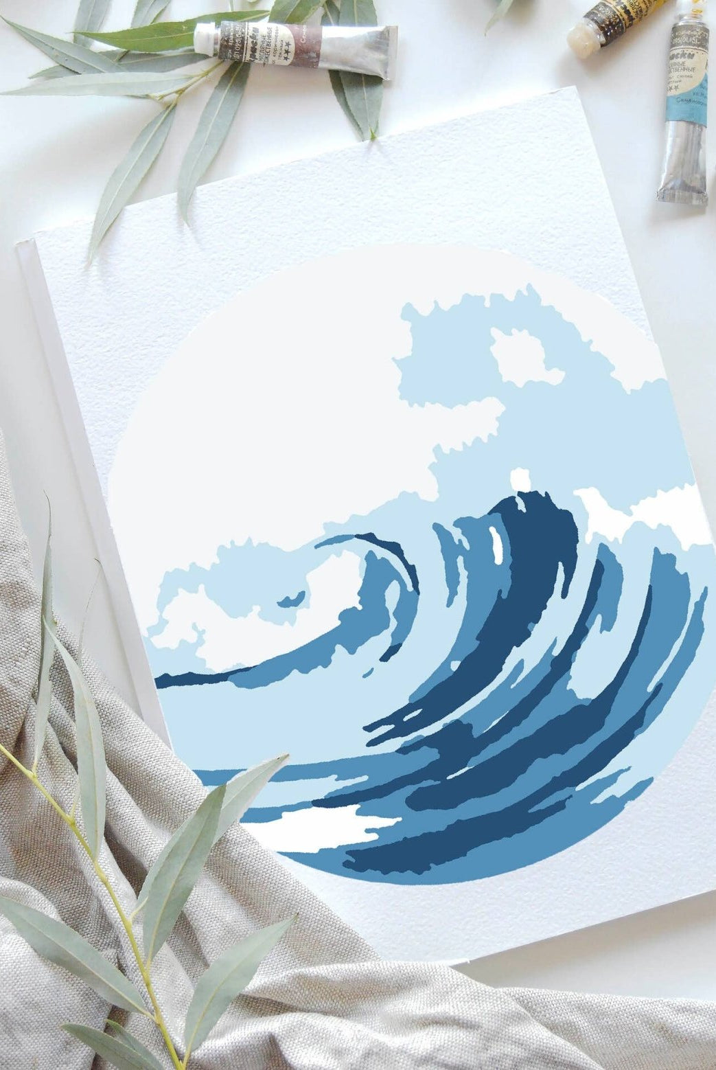 Ocean Waves Paint - By - Numbers kit - Boho Fabrics - Art & Craft Kits