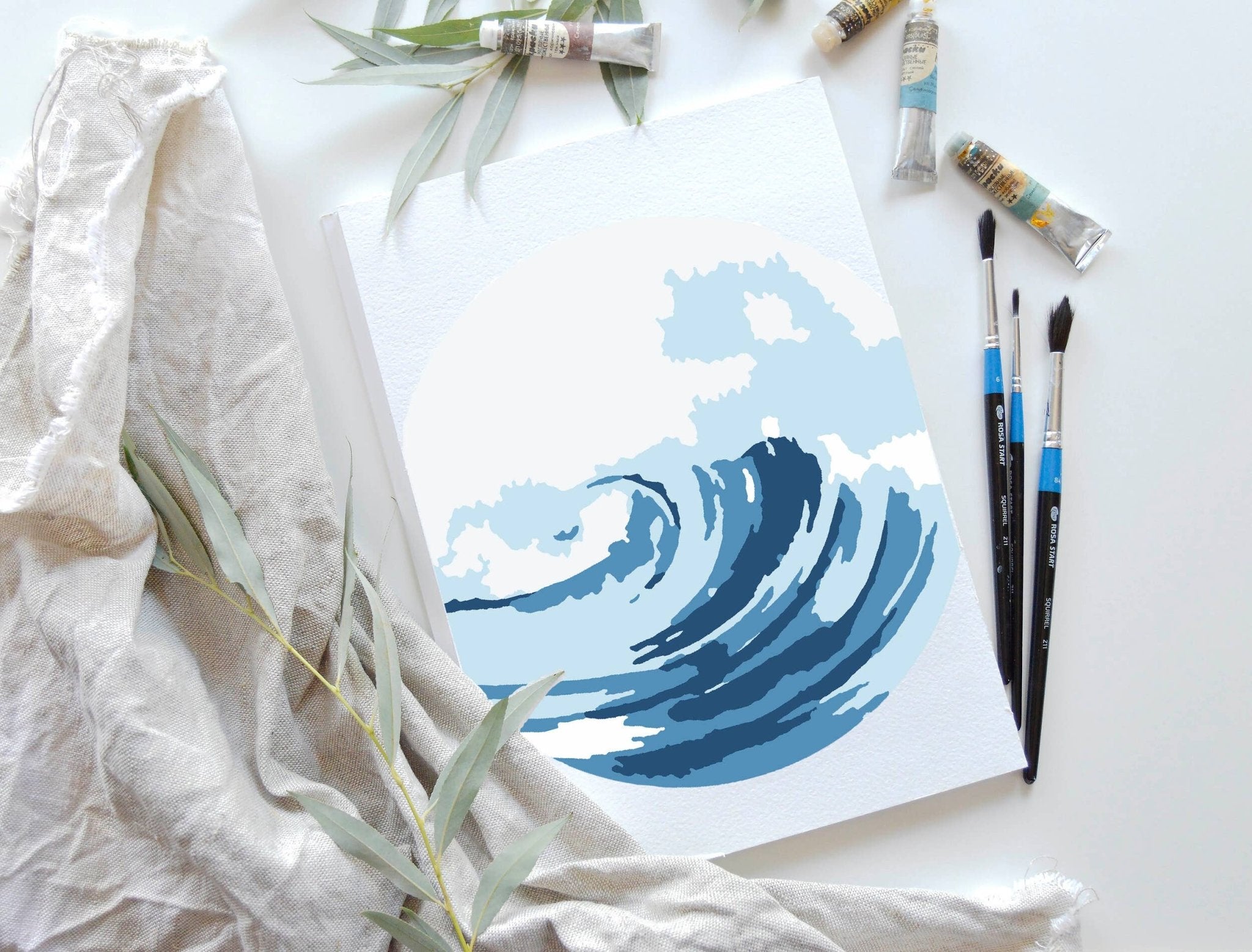 Ocean Waves Paint - By - Numbers kit - Boho Fabrics - Art & Craft Kits