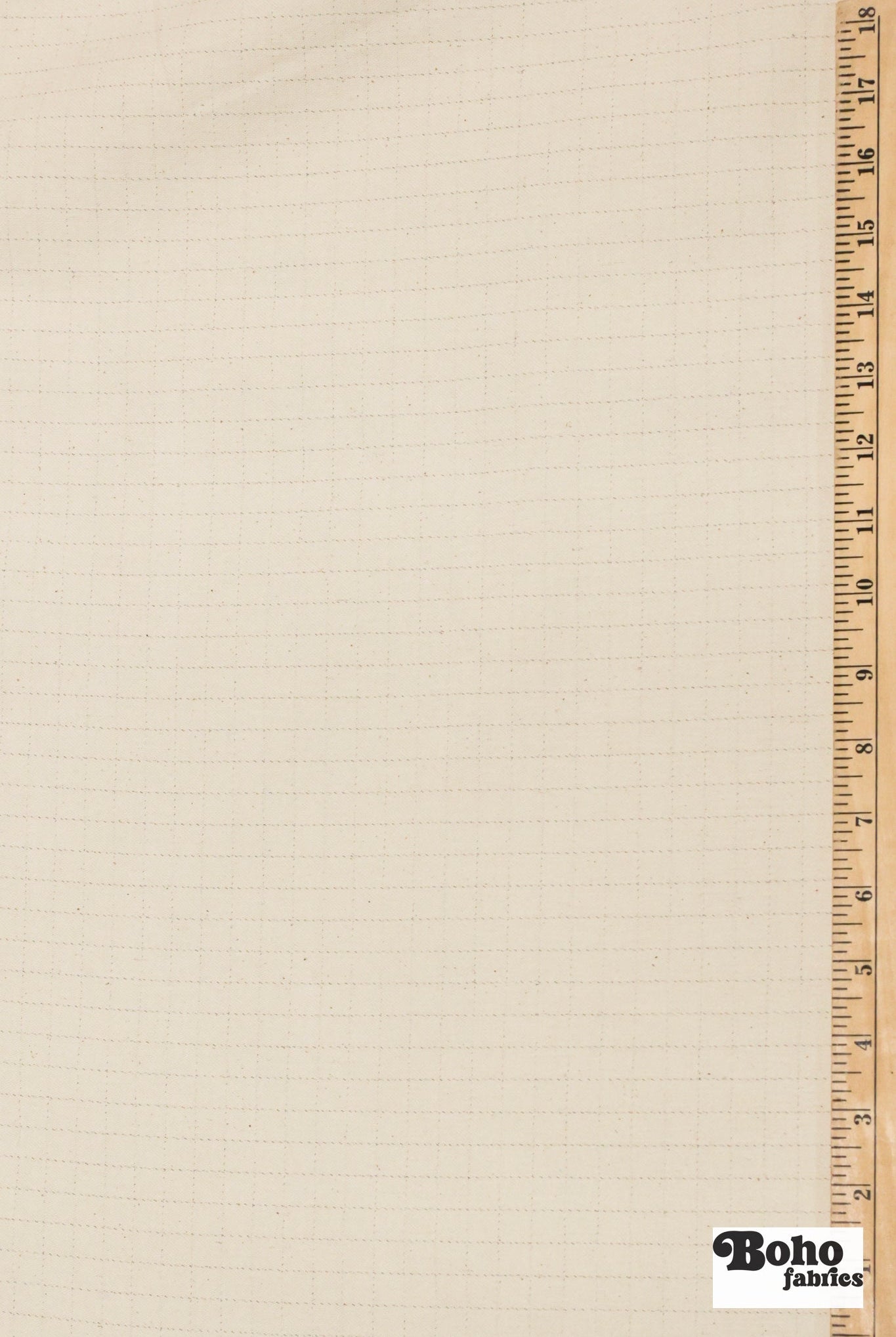 Off White, Grid Print Cotton Twill, Woven Fabric - Boho Fabrics - Twill, Woven