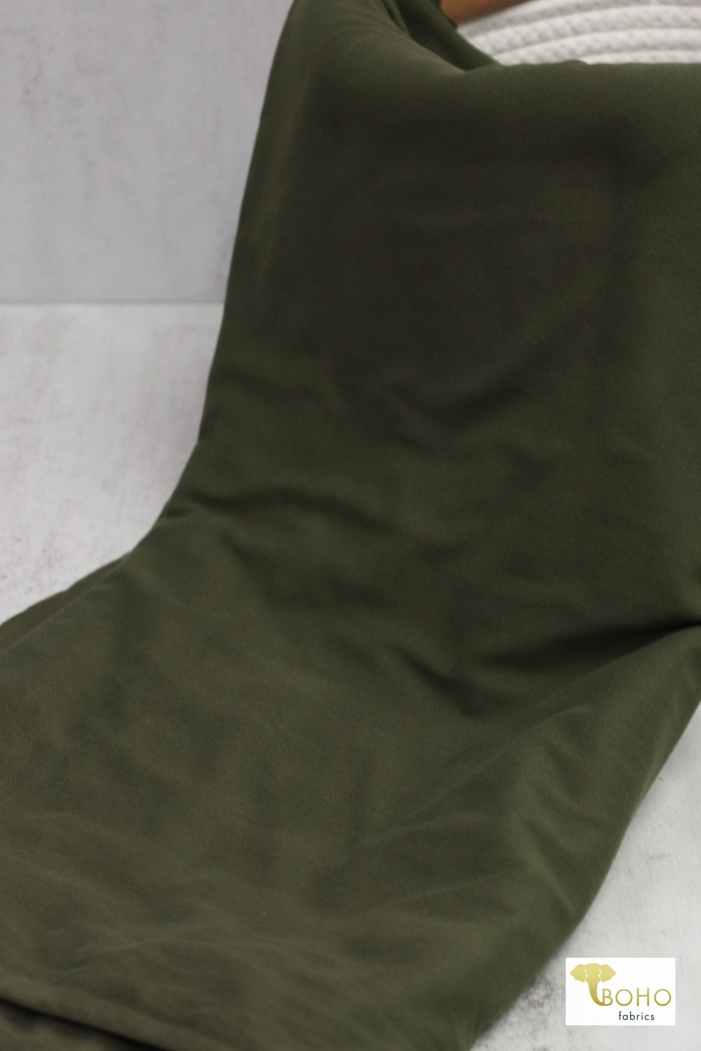 Olive, Double Brushed Poly Knit - Boho Fabrics
