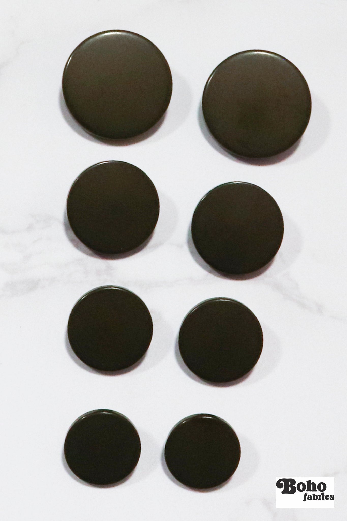 Olive Green, Mod Gambit, Shank Button. Available in 15mm, 18mm, 20mm, 25mm - Boho Fabrics - Buttons & Snaps