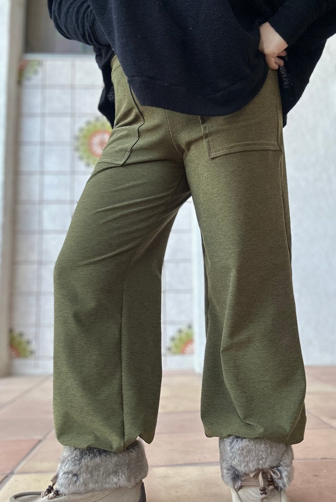 Olive Space Dye, Heathered Athletic Knit Fabric - Boho Fabrics - Athletic Knit Fabric