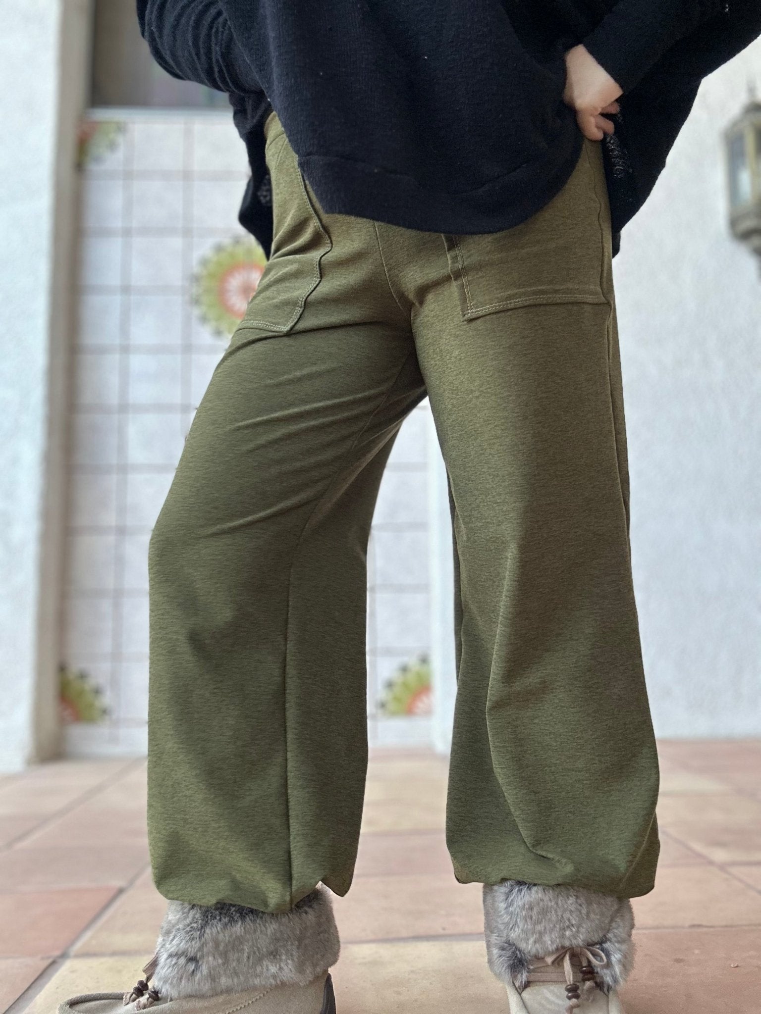 Olive Space Dye, Heathered Athletic Knit Fabric - Boho Fabrics - Athletic Knit Fabric