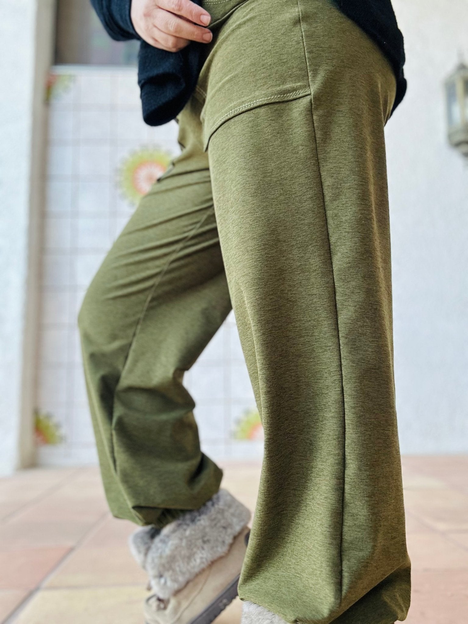 Olive Space Dye, Heathered Athletic Knit Fabric - Boho Fabrics - Athletic Knit Fabric