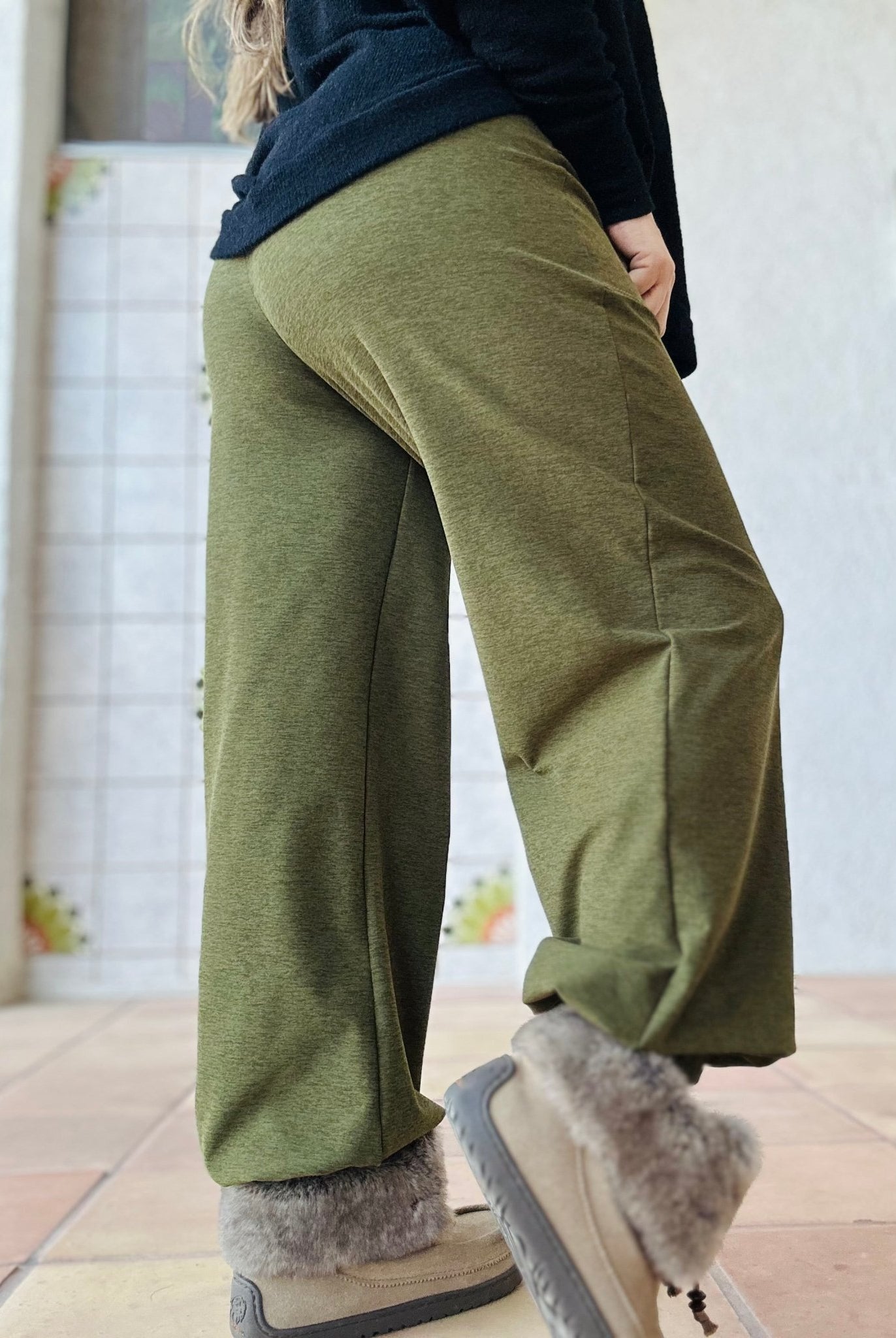 Olive Space Dye, Heathered Athletic Knit Fabric - Boho Fabrics - Athletic Knit Fabric