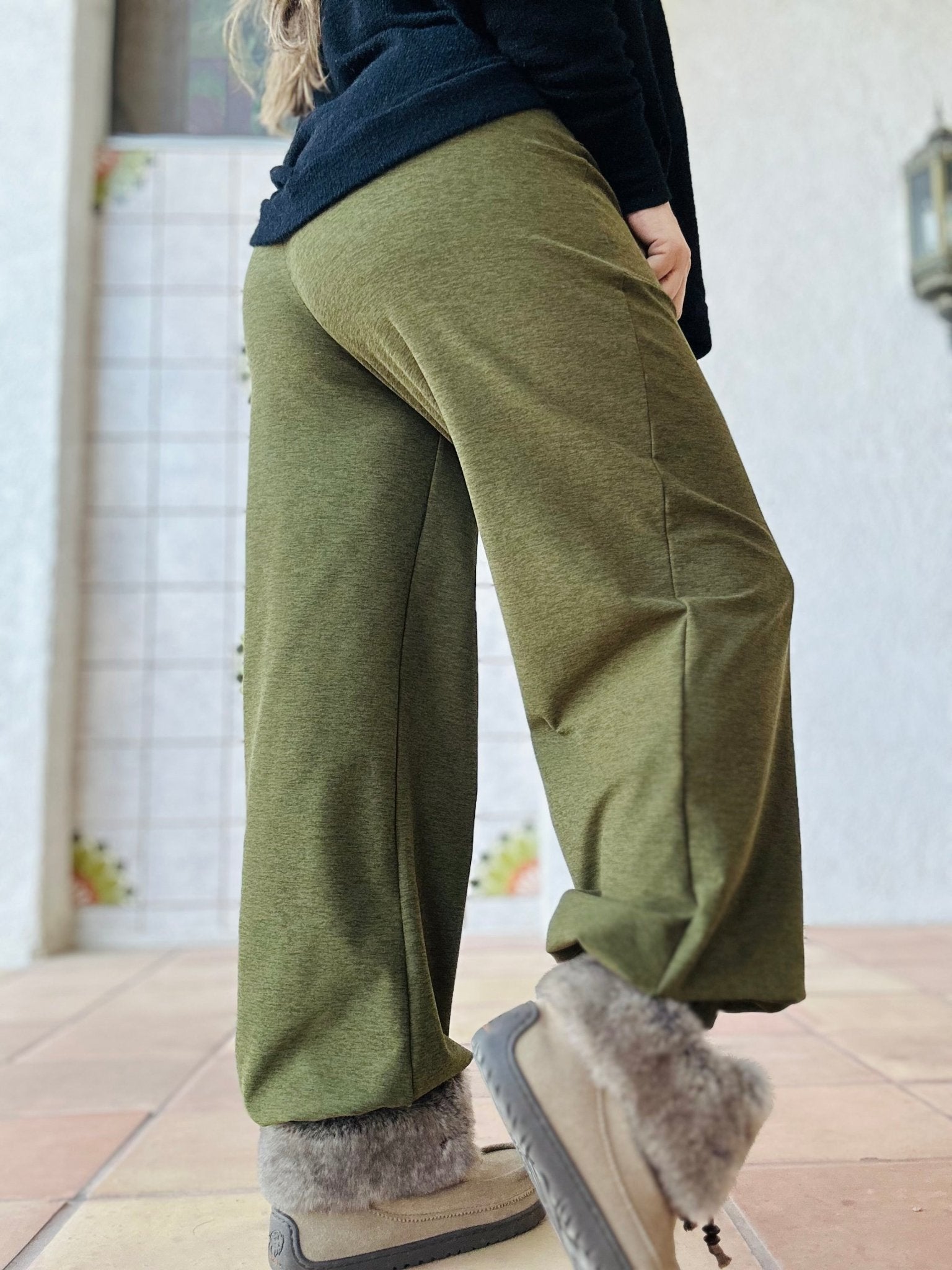 Olive Space Dye, Heathered Athletic Knit Fabric - Boho Fabrics - Athletic Knit Fabric