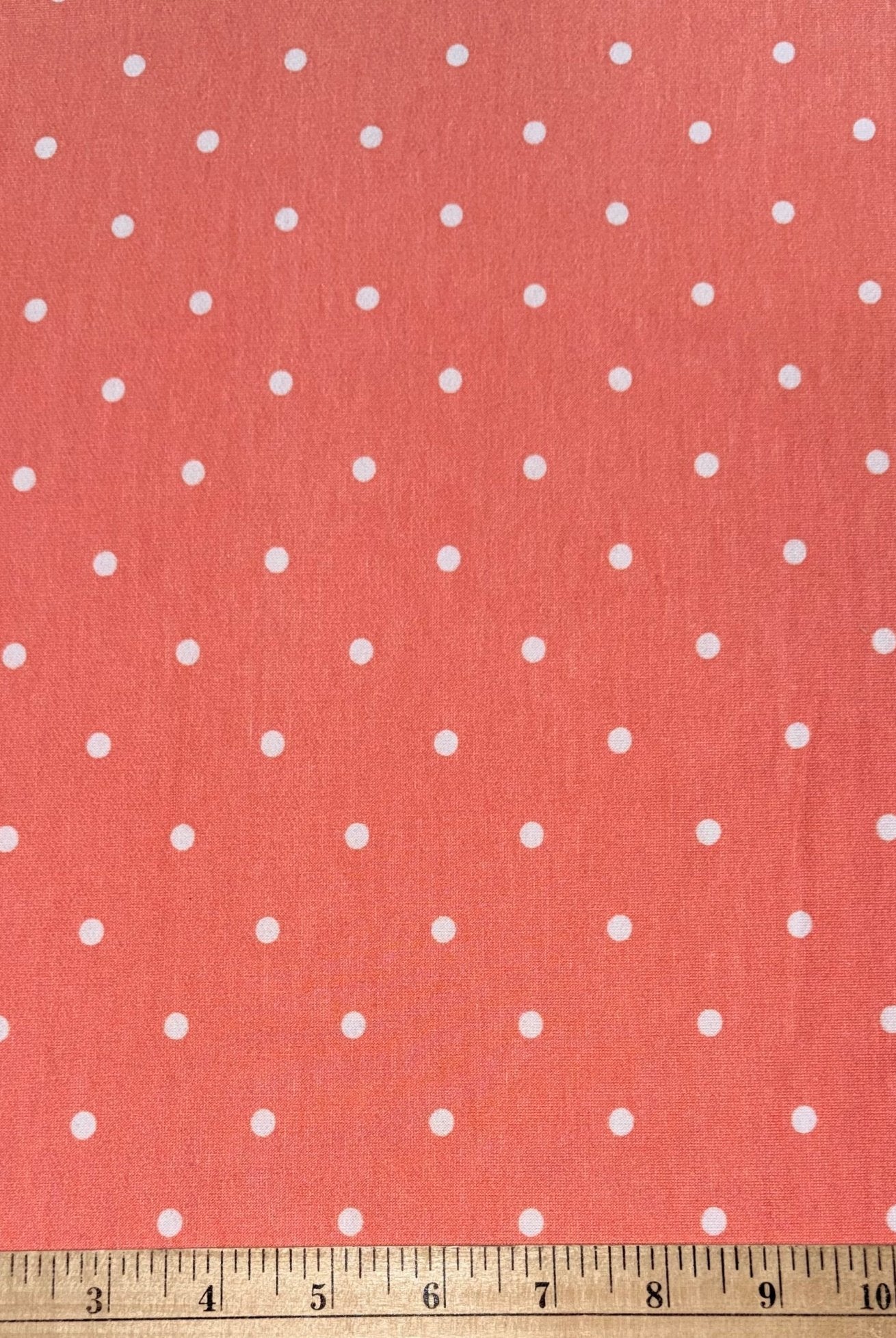 Orange Coral Polka Dots, French Terry Knit Fabric - Boho Fabrics - French Terry Prints, Knit Fabric