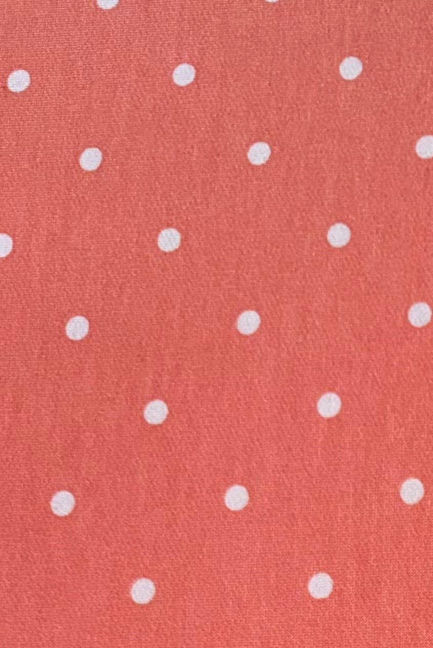 Orange Coral Polka Dots, French Terry Knit Fabric - Boho Fabrics - French Terry Prints, Knit Fabric