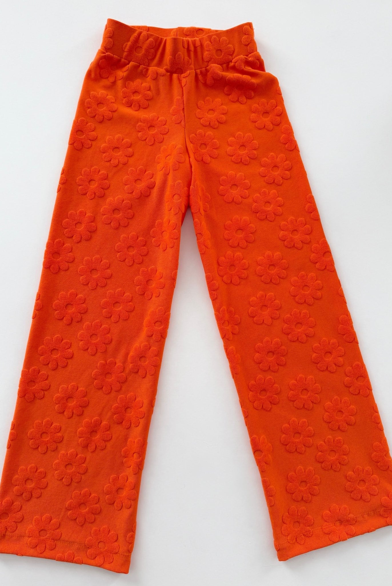 Orange Daisy Jacquard Terry Knit Fabric - Boho Fabrics - Jacquard Knit Fabric