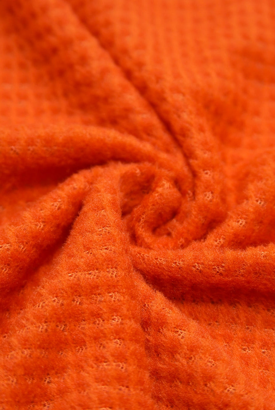Orange Grid, High Loft Fleece Fabric by Polartec 2nds (Grid Style) - Boho Fabrics - Performance Fabrics