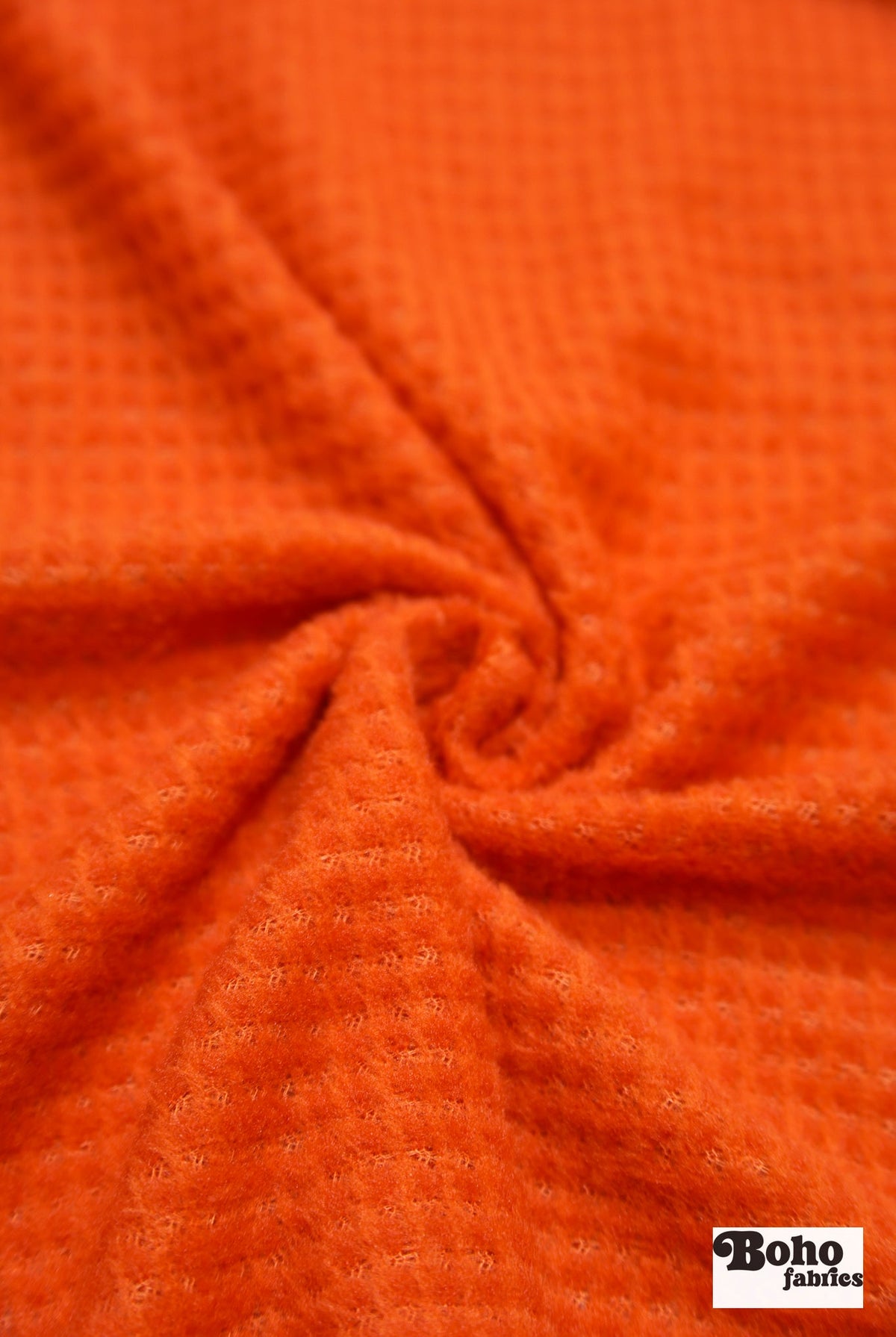 Orange Grid, High Loft Fleece Fabric by Polartec 2nds (Grid Style) - Boho Fabrics - Performance Fabrics