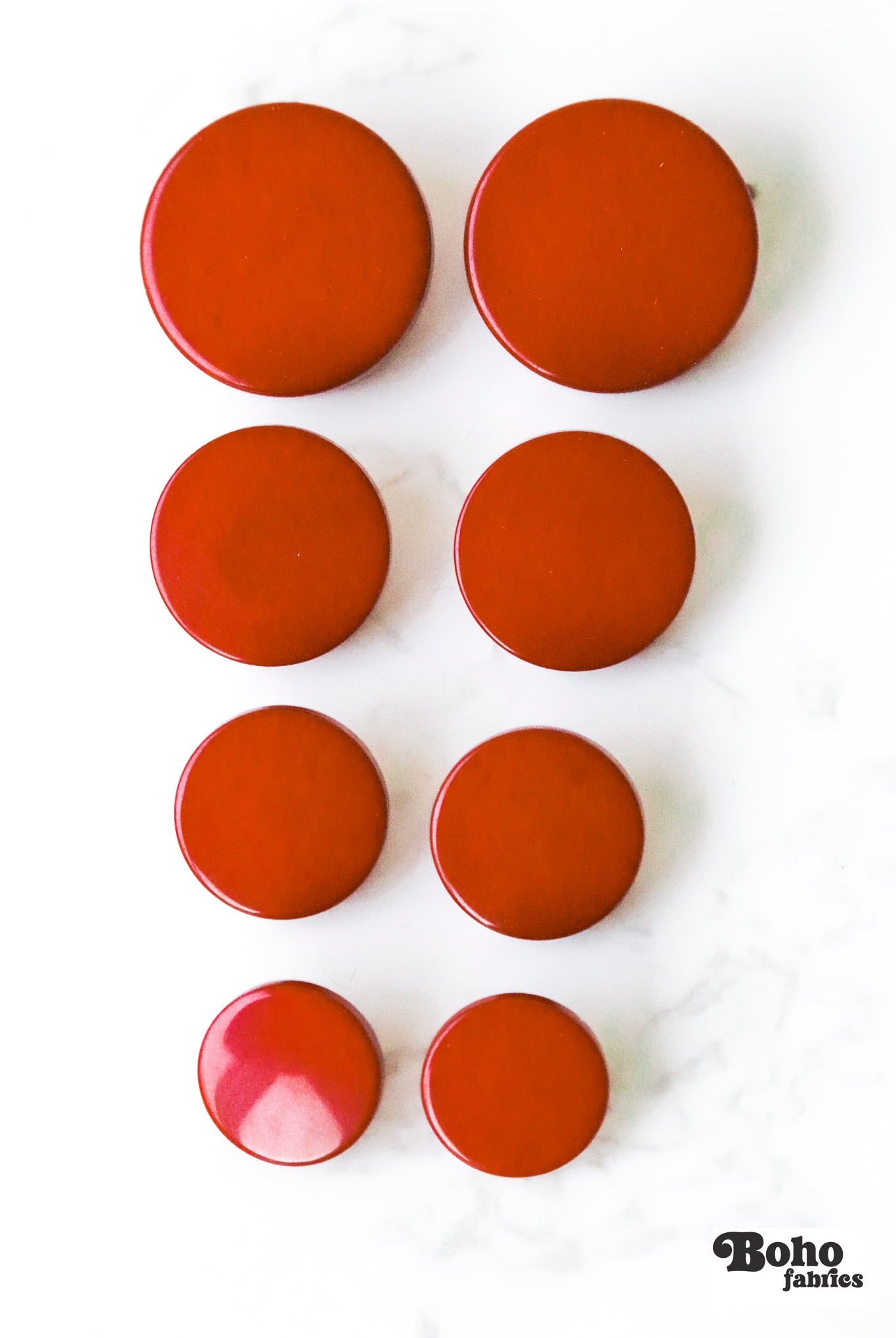 Orange, Mod Gambit, Shank Button. Available in 15mm, 18mm, 20mm, 25mm - Boho Fabrics - Buttons & Snaps