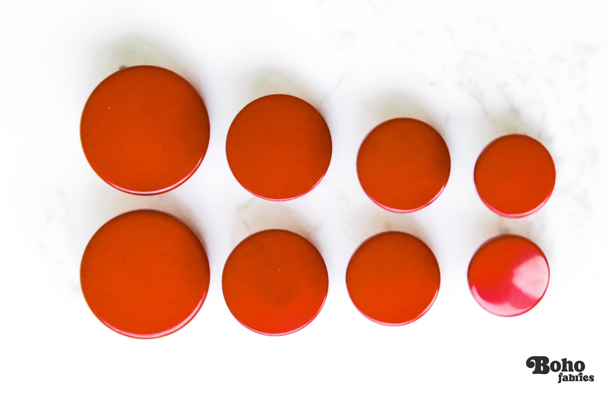 Orange, Mod Gambit, Shank Button. Available in 15mm, 18mm, 20mm, 25mm - Boho Fabrics - Buttons & Snaps