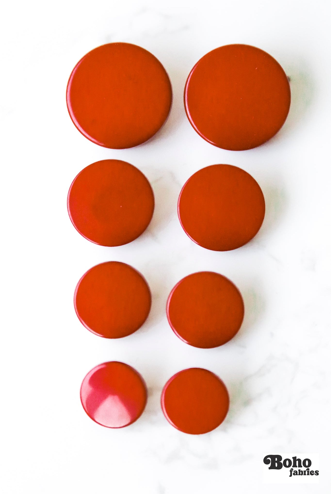 Orange, Mod Gambit, Shank Button. Available in 15mm, 18mm, 20mm, 25mm - Boho Fabrics - Buttons & Snaps