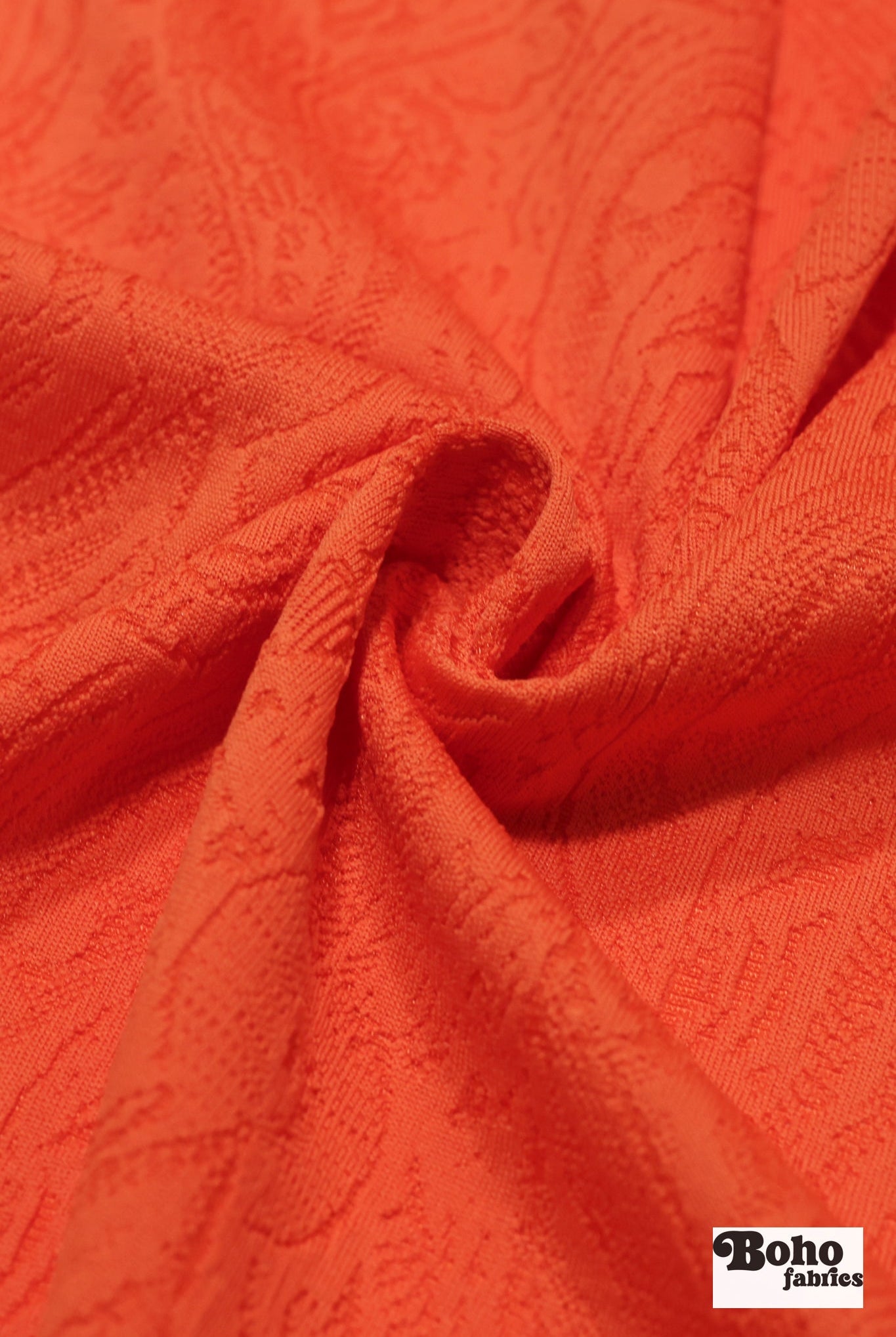 Orange Paisley Jacquard Knit Fabric - Boho Fabrics - Jacquard Knit Fabric
