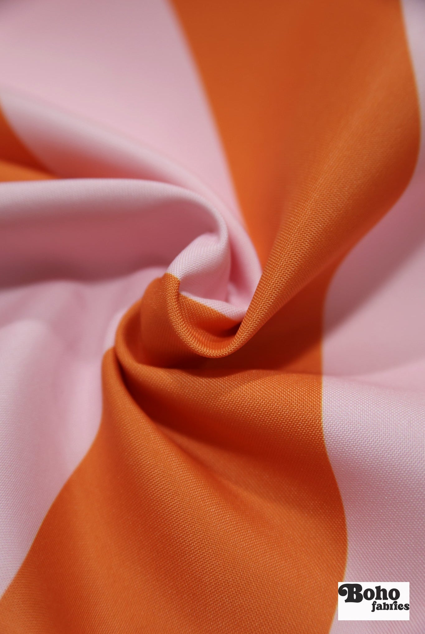 Orange & Pink, 3" Wide Striped Canvas Woven Fabric - Boho Fabrics - Canvas Fabric