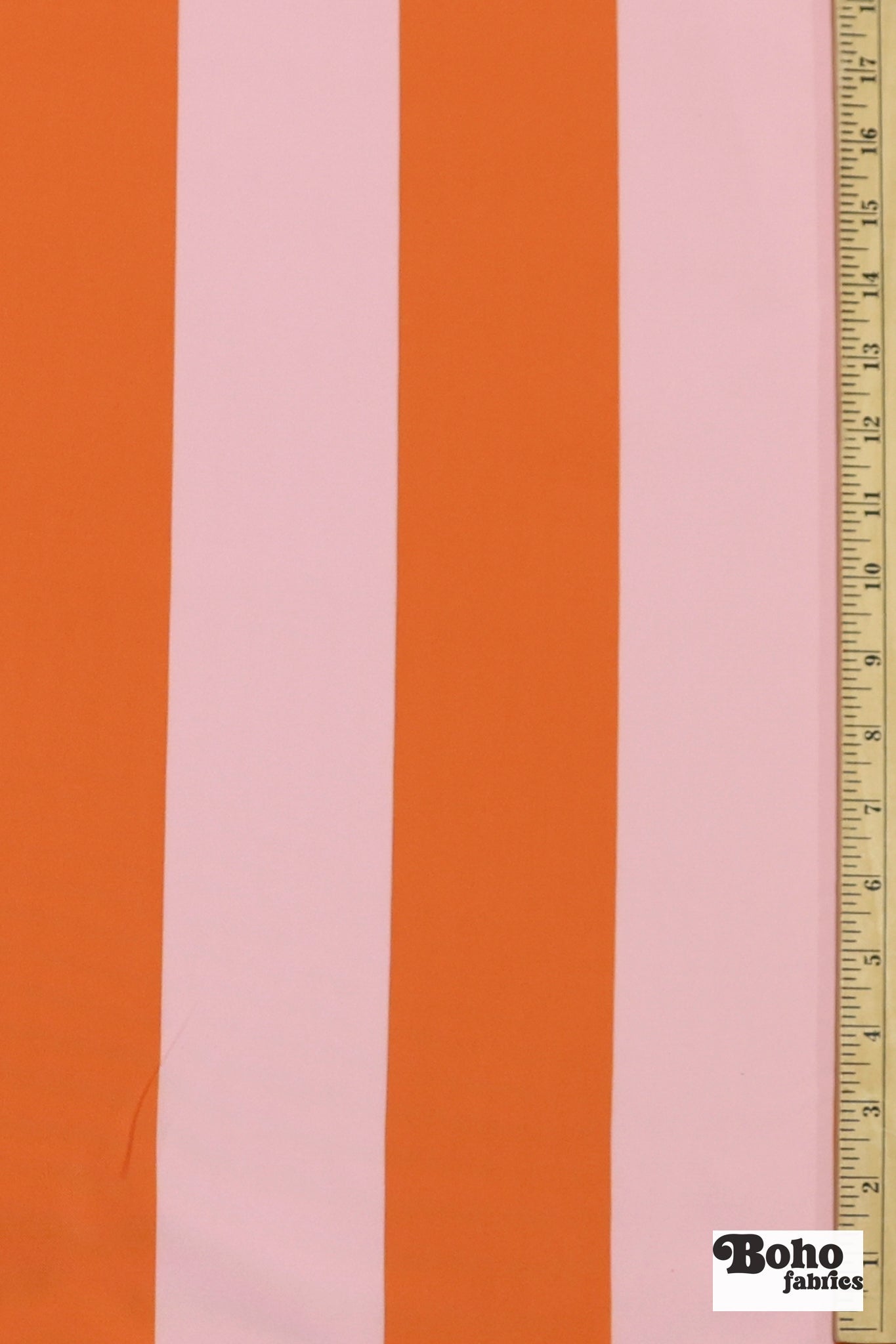 Orange & Pink, 3" Wide Striped Canvas Woven Fabric - Boho Fabrics - Canvas Fabric