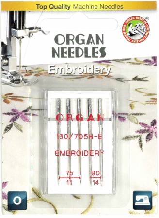Organ Embroidery Needle 5pk Assorted Sizes 75-90 - Boho Fabrics - Sewing Needles