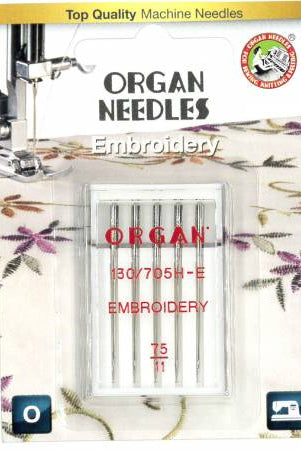 Organ Embroidery Needle 5pk Size 75/11 - Boho Fabrics - Sewing Needles
