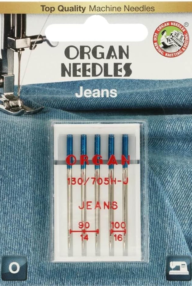 Organ Jeans Needle 5pk Assorted Sizes 90-100 - Boho Fabrics - Sewing Needles