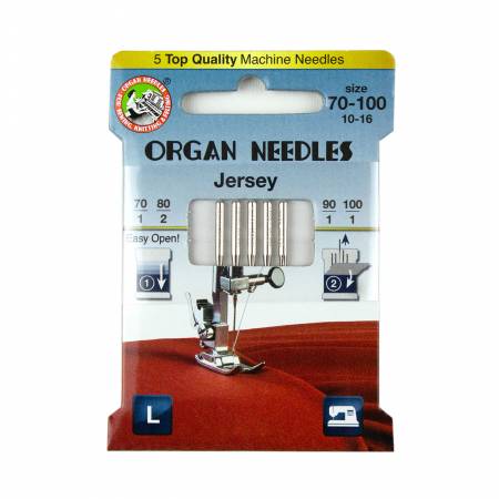 Organ Jersey Needle 5pk Assorted Sizes 70-100 - Boho Fabrics - Sewing Needles