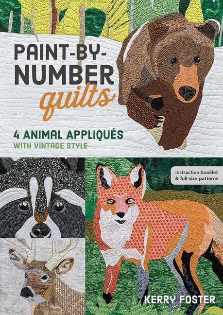 Paint-By-Number Quilts: 4 Animal Appliqués Vintage Style - Boho Fabrics - Books
