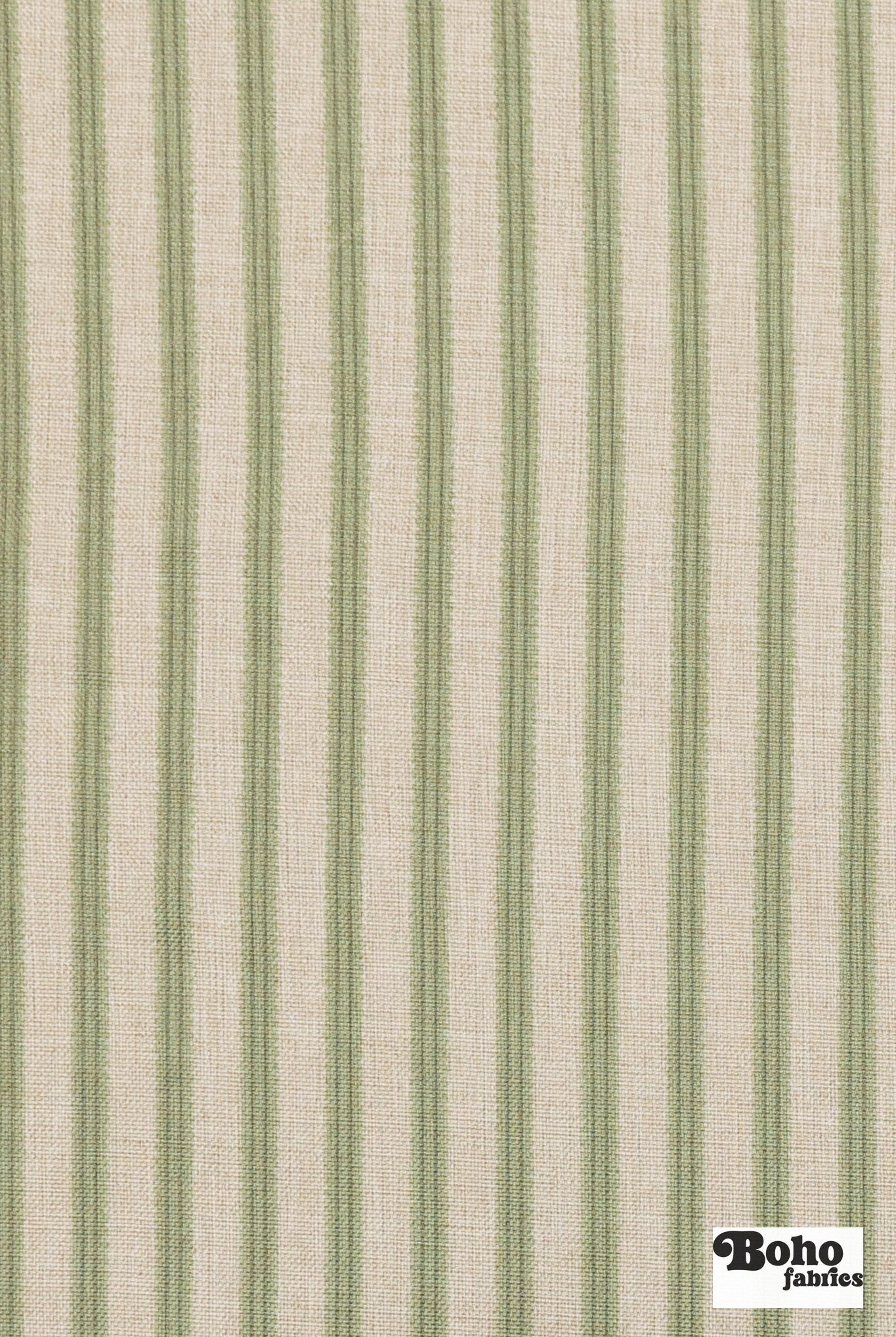 Pale Green & Beige, 3/8" Striped Linen-Look Woven Fabric - Boho Fabrics - Home Dec. & Upholstery Fabric