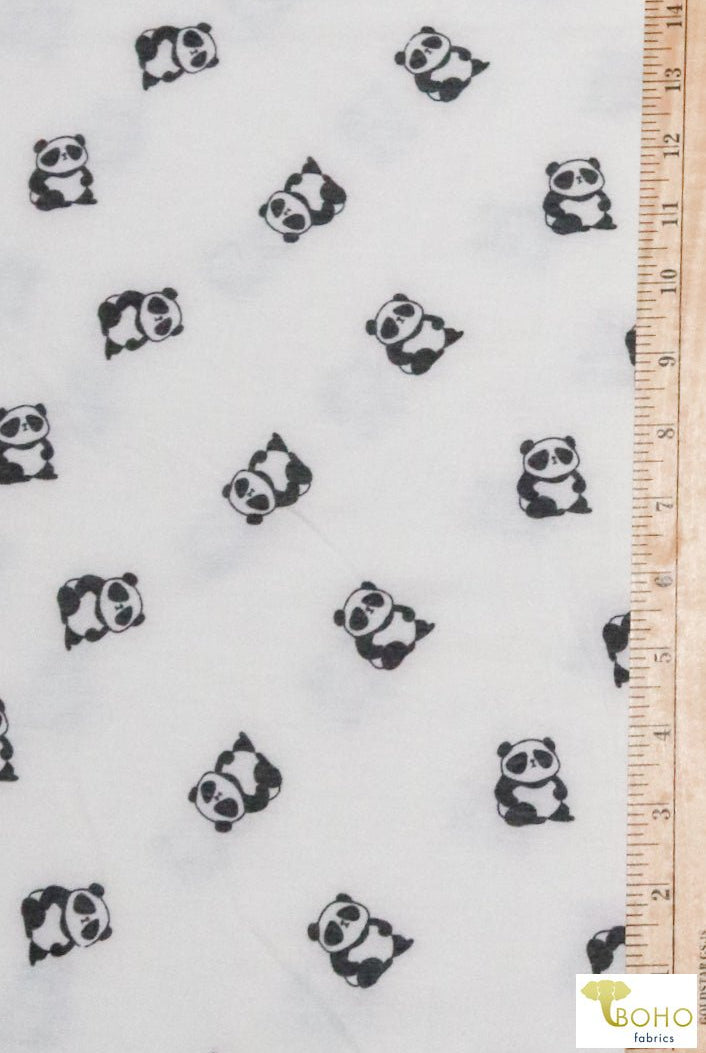 Pandas on White, French Terry Knit Print. FTP-321-WHT - Boho Fabrics