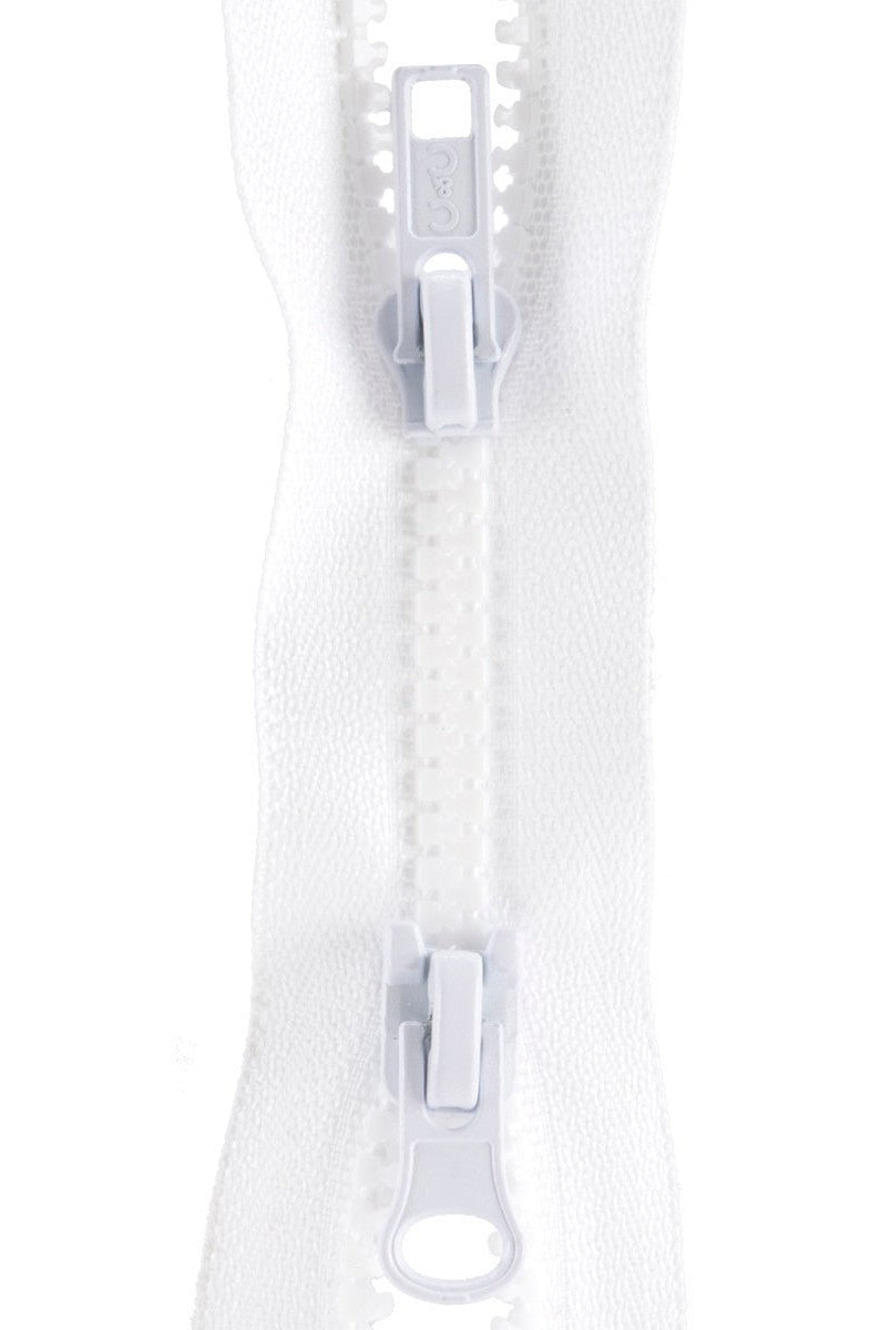 Parka Polyester 2 - Way Separating Zipper 26in - White (F44) - Boho Fabrics - Zippers