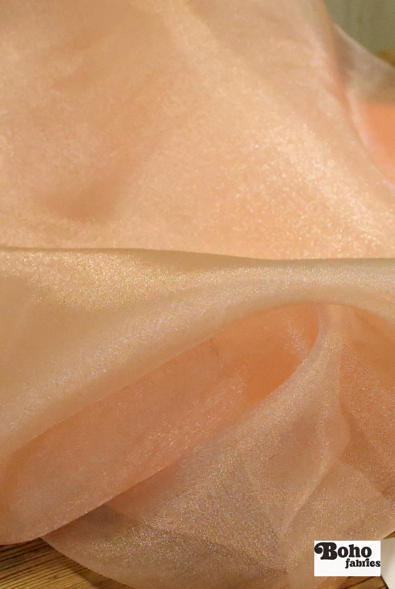 Peach, Organza Shimmer, Woven Fabric - Boho Fabrics - Organza, Woven Fabric