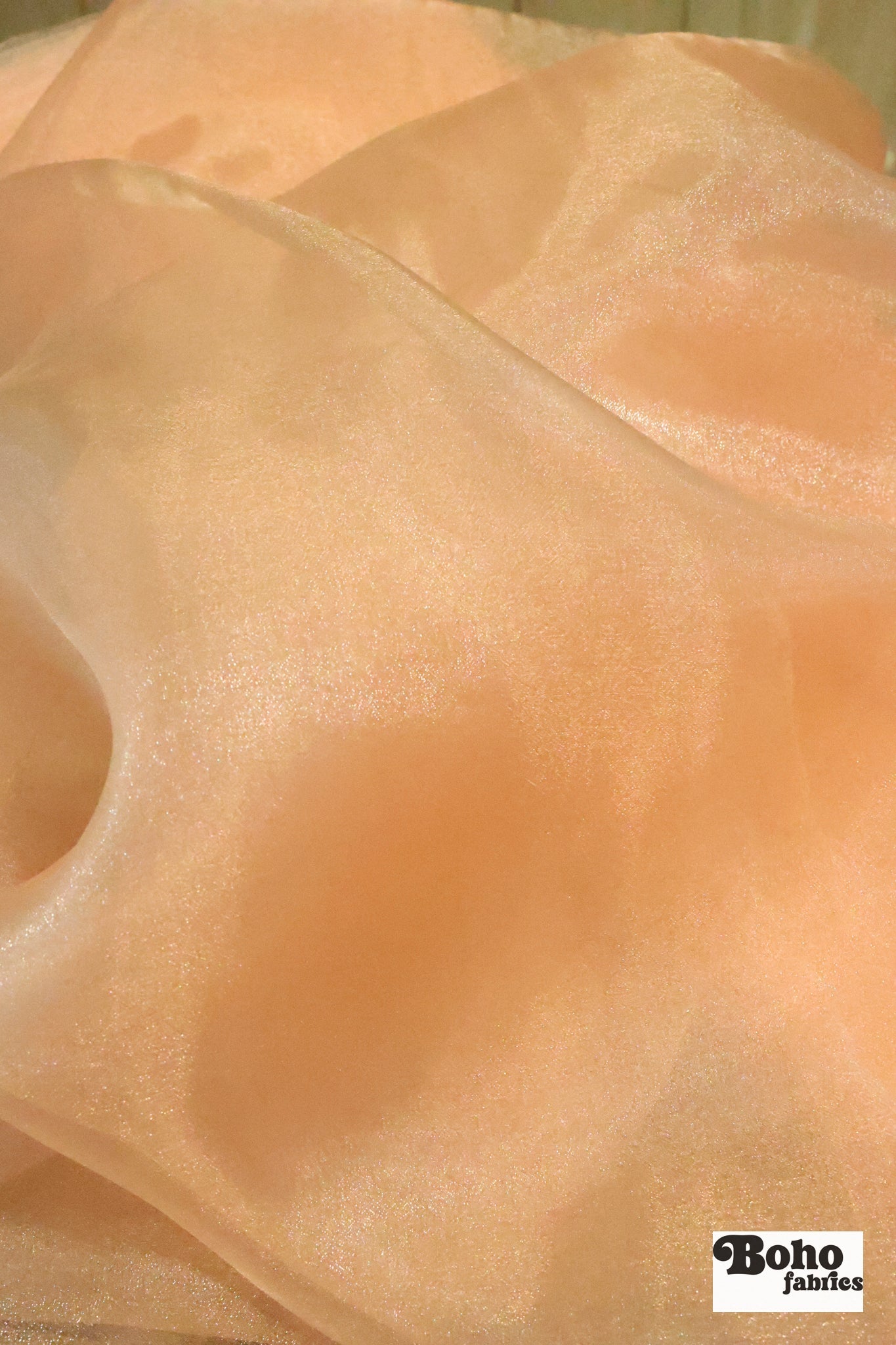 Peach, Organza Shimmer, Woven Fabric - Boho Fabrics - Organza, Woven Fabric
