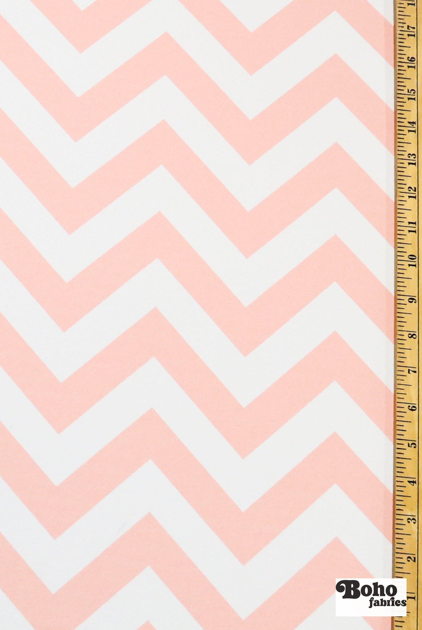 Peach & White, 1" Wide Chevron Canvas Woven Fabric - Boho Fabrics - Canvas Fabric