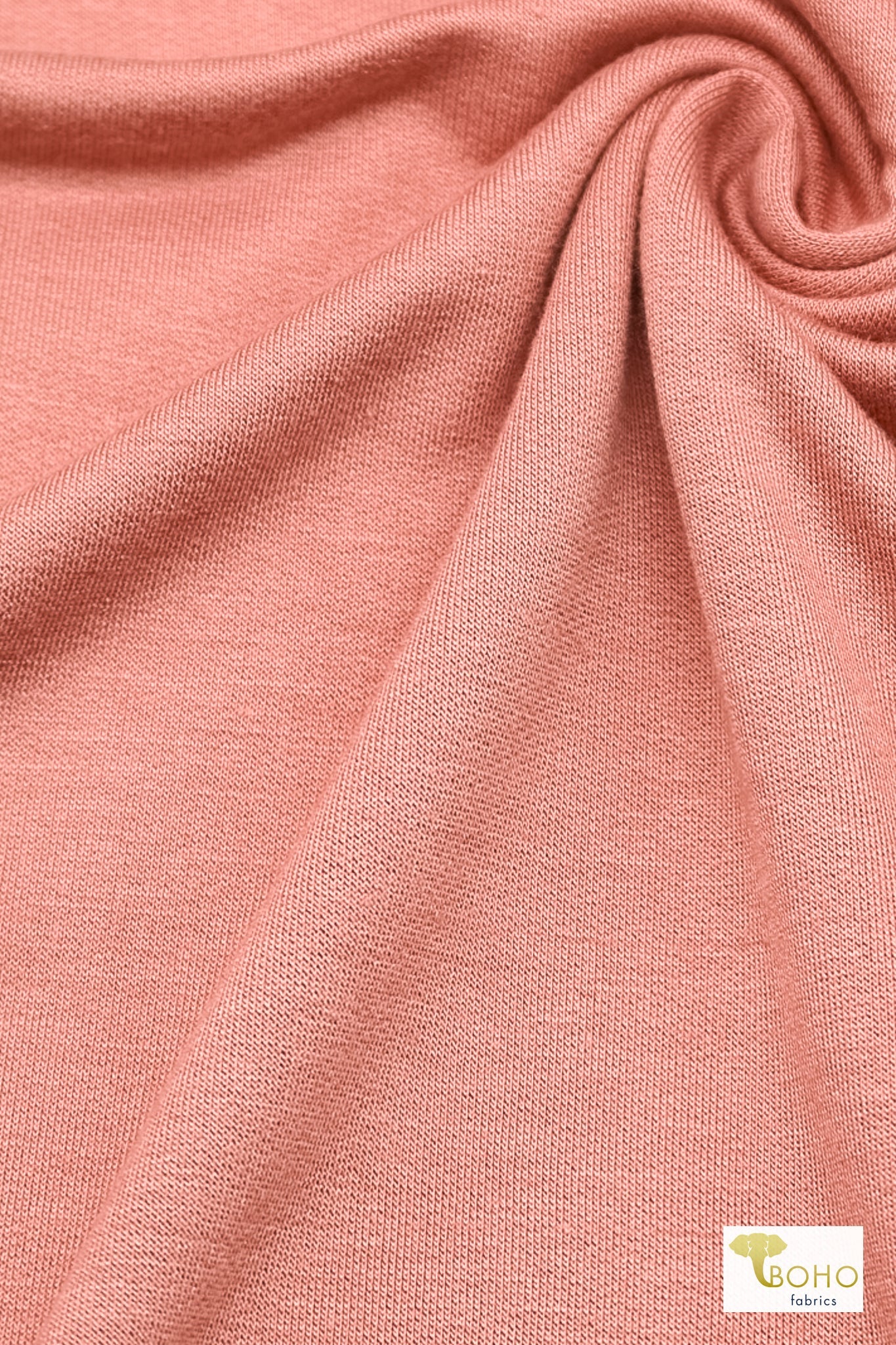 Peachy Pink, French Terry Solid Knit Fabric - Boho Fabrics - French Terry Solid Knit