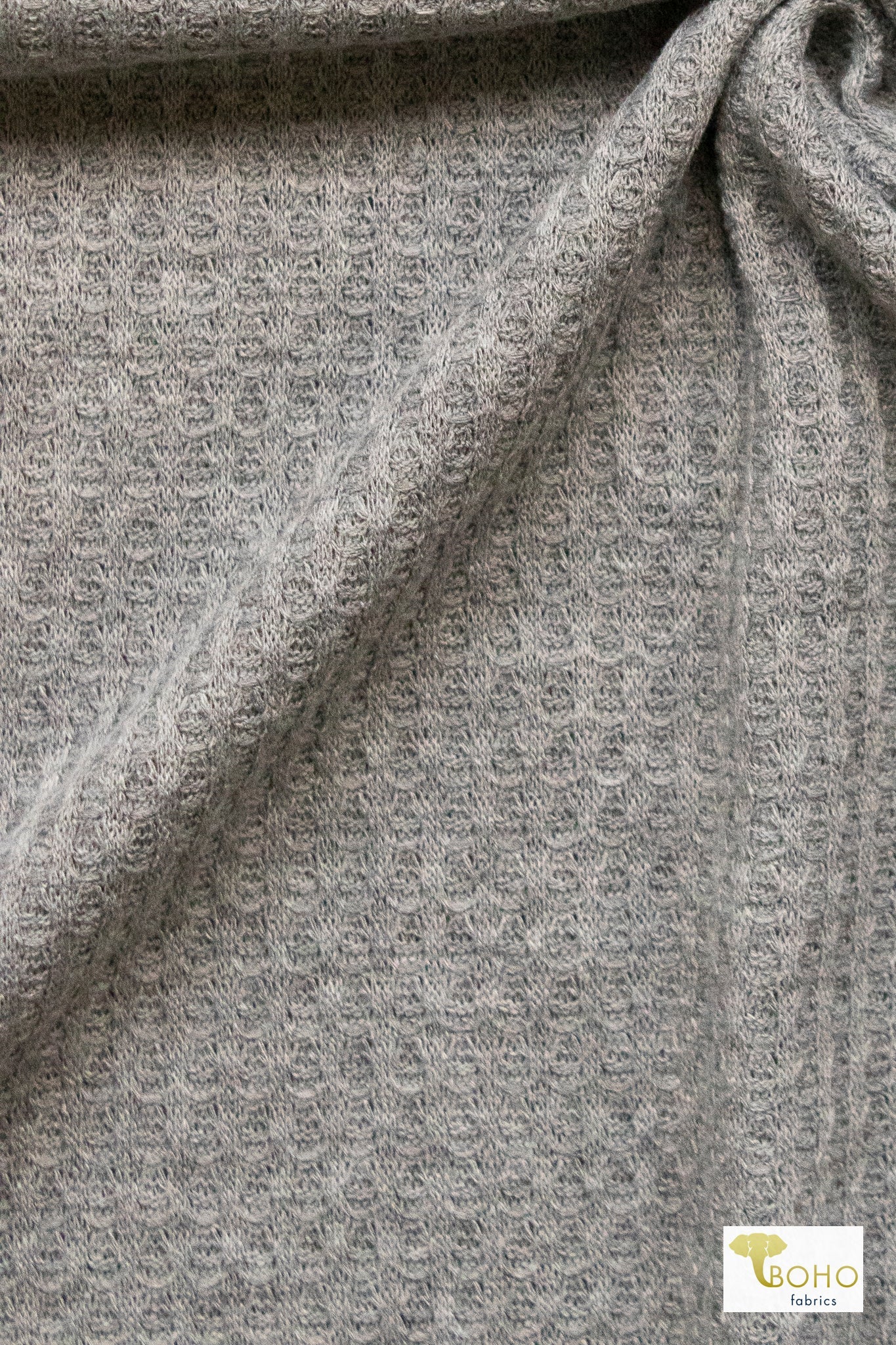 Pebble Gray, Waffle Knit Fabric - Boho Fabrics - Waffle Knits