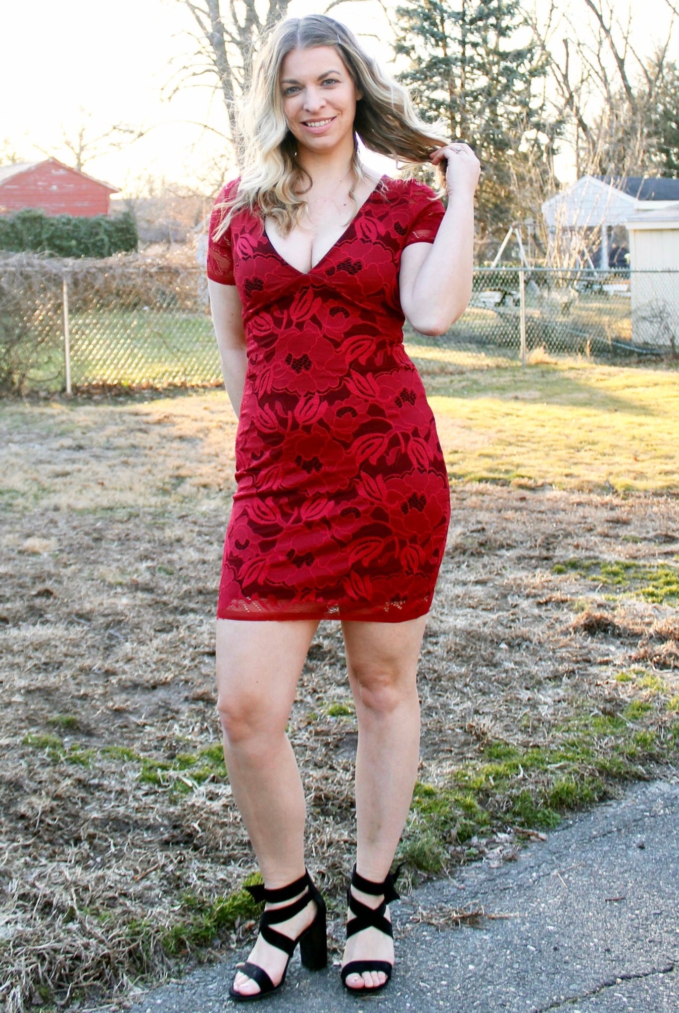 Peony Petals in Red. Stretch Lace Fabric. SL-127-RED - Boho Fabrics