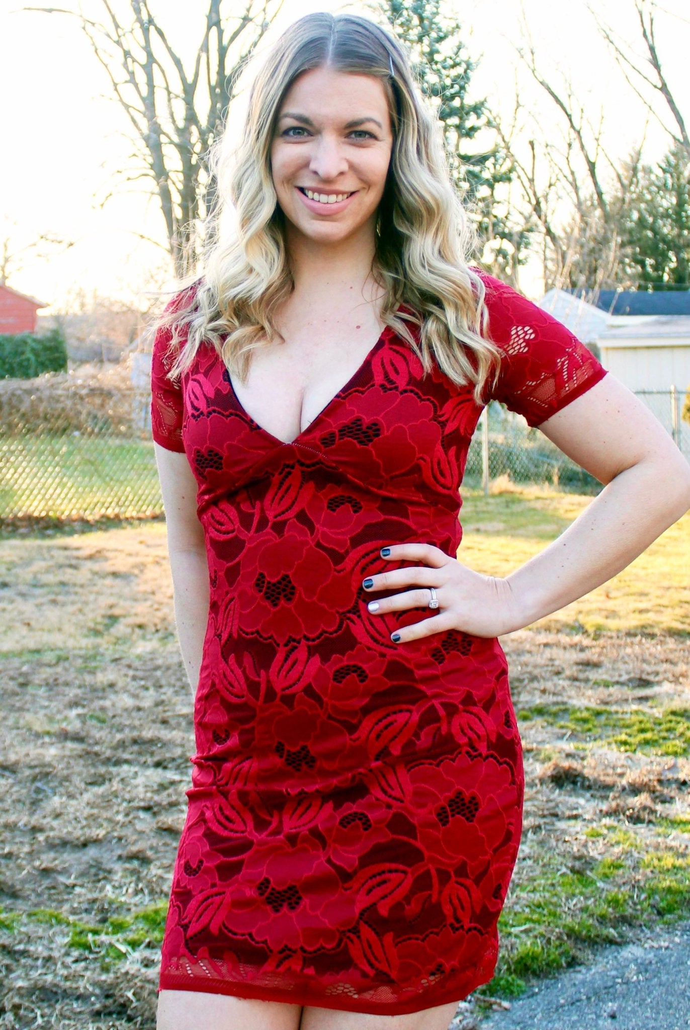 Peony Petals in Red. Stretch Lace Fabric. SL-127-RED - Boho Fabrics