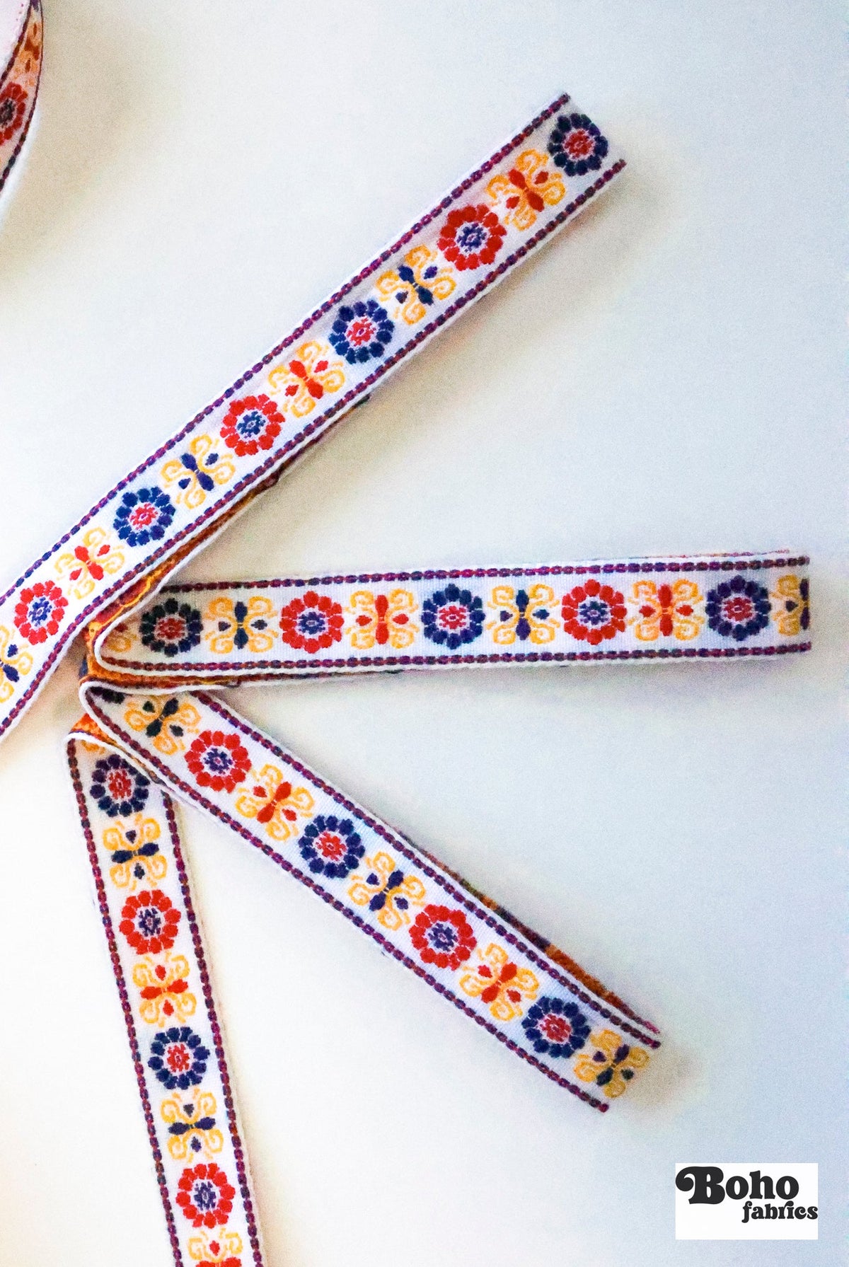 Petal Crest in Primary 1, 3/4" Vintage Jacquard Woven Trim, TRIM - 083 - Boho Fabrics - Trims
