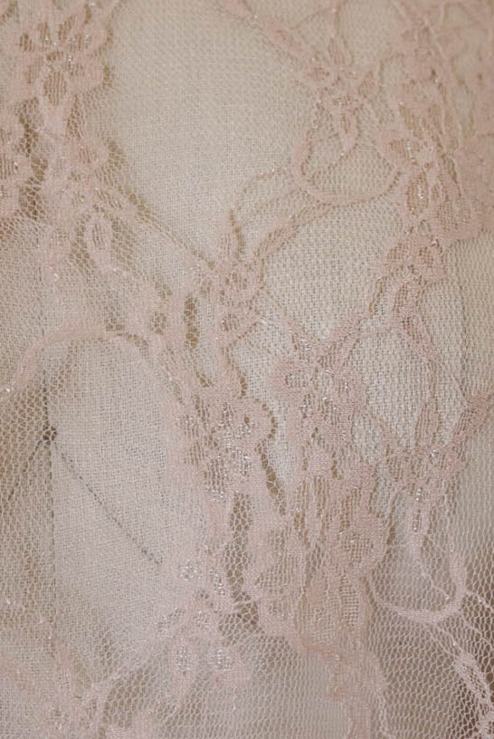 Petite Floral Stretch Lace in Beige. SL-108-NDE. - Boho Fabrics